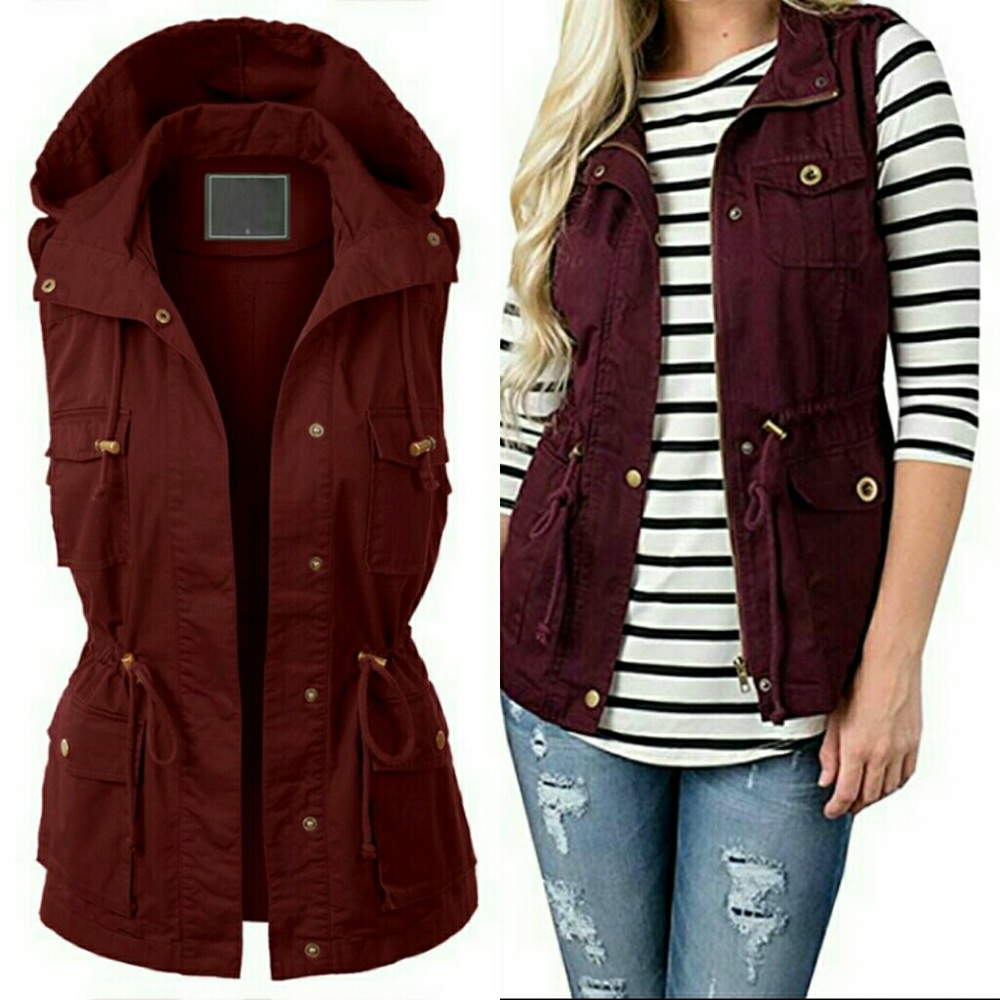 Utility Military vest - MAROON RED